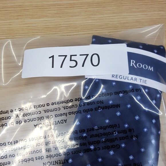 CLUB ROOM Mens Neck Tie Blue Diamond Linked Neat Micro Dot Classic Pointed - Picture 6 of 6